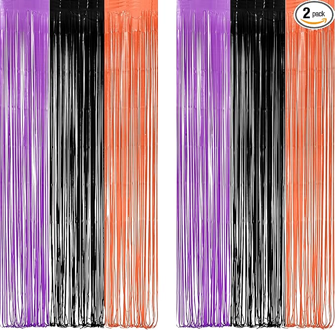 Black Purple Orange Party Streamers by GREATRIL