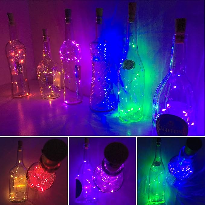 Wine Bottle Lights with Cork Switch, 15 LED 8 Pack Battery Operated Mini Fairy - Image 5