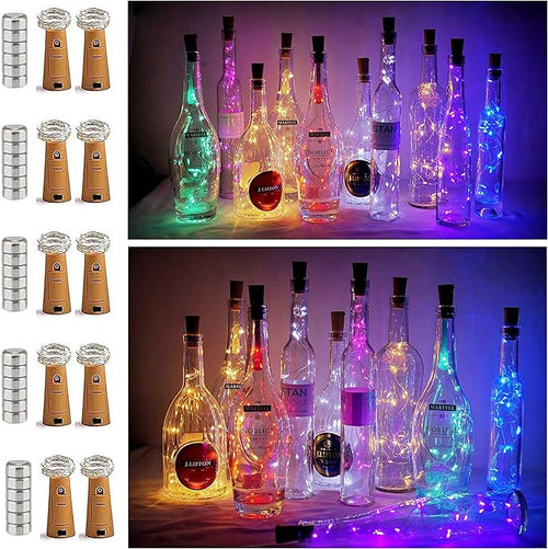 10 Pack 20 LED Wine Bottle Cork Lights Mini Fairy String Lights Copper Wire by NiniTeLIGHTS