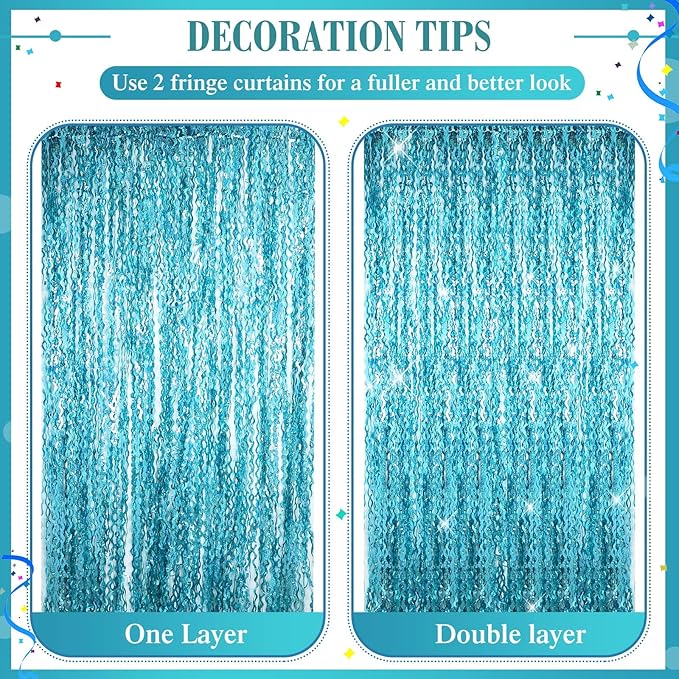 Jutom 6 Pieces 3.3 x 6.6 ft Wavy Tinsel Foil Fringe Curtains Foil Fringe - Image 4