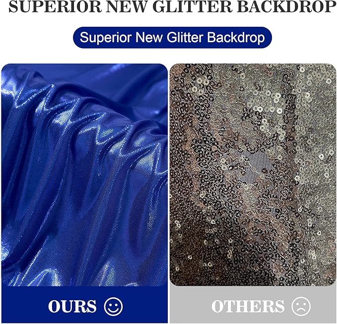 10x10ft Thick Royal Blue Glitter Backdrop Curtain Panels - Image 7