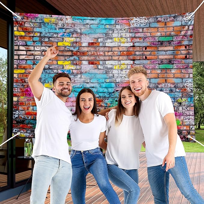 Colorful Graffiti Brick Wall Backdrop Banner - Image 3