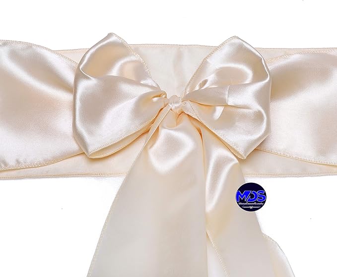 MDS Pack of 300 PCS Satin Chair Sashes Charmeuse Sateen Dining Chair Bows - Image 3