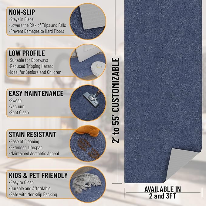 Ottomanson 2' x 14' Ultra-Thin Hallway Runner Rug - Image 3