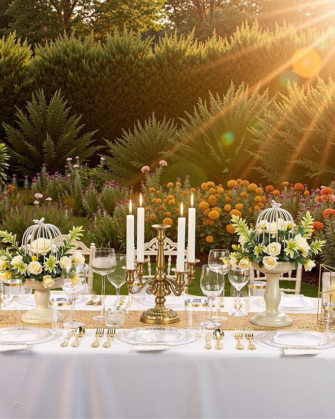 Nervure 350PCS Clear Gold Plastic Plates - Image 5