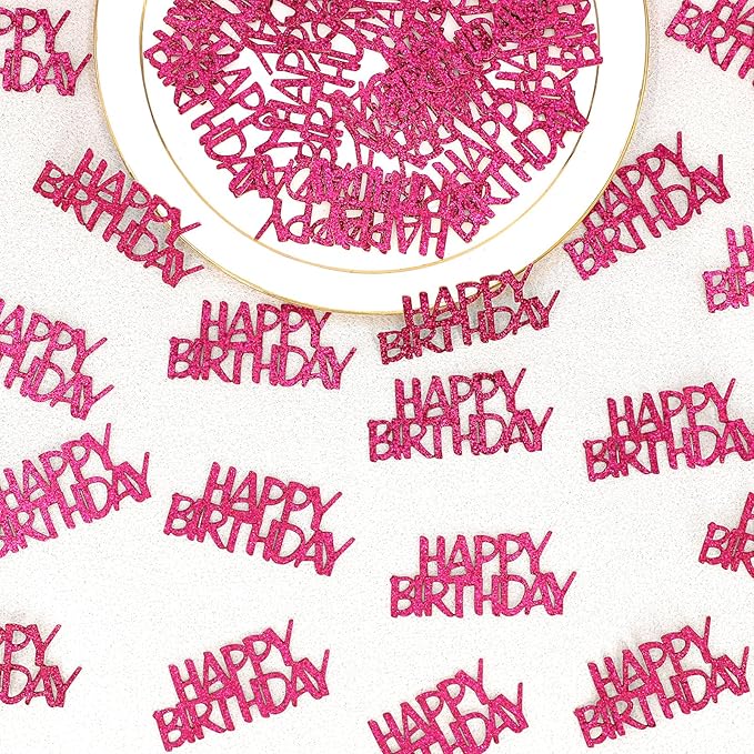 Hot Pink Happy Birthday Confetti Girl Birthday Party Decorations Glitter Table - Image 4