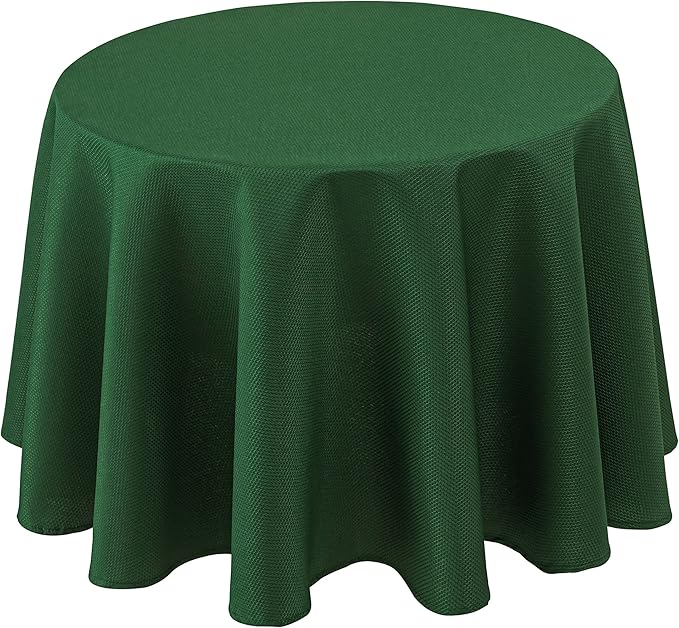 Biscaynebay Textured Fabric Round Christmas Tablecloths 70", Hunter Green Water by Biscaynebay