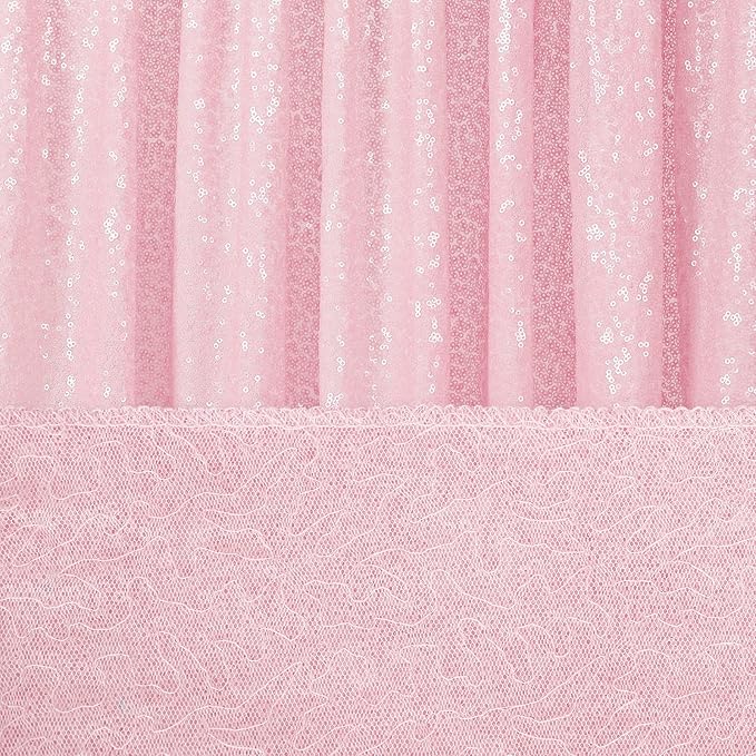 Pink Sequin Backdrop 2 Panels 2FTx8FT Birthday Party Backdrop Curtains Glitter - Image 5