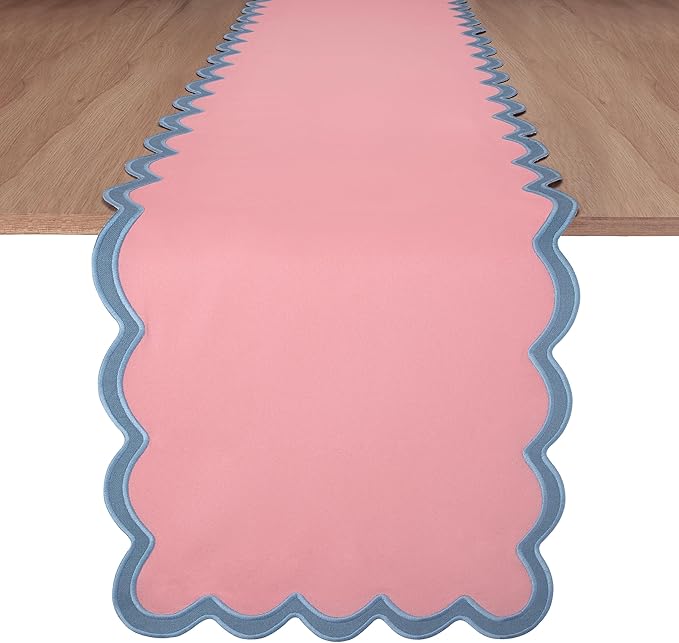 Folkulture Table Runner | Table Runners 90 inches Long | Scallop Table Runner by FOLKULTURE