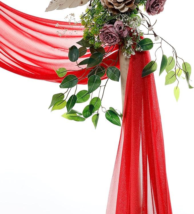 VDS Pack of 2 Panel Wedding Arch Draping Fabric Sheer Chiffon Fabric Drapery - Image 3
