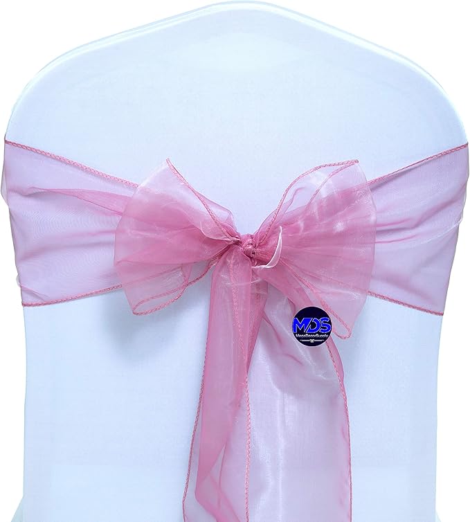 MDS Pack of 50 PCS Organza Chair Sashes Wider Dining Chair Bows Ribbon Tie Back - Image 3