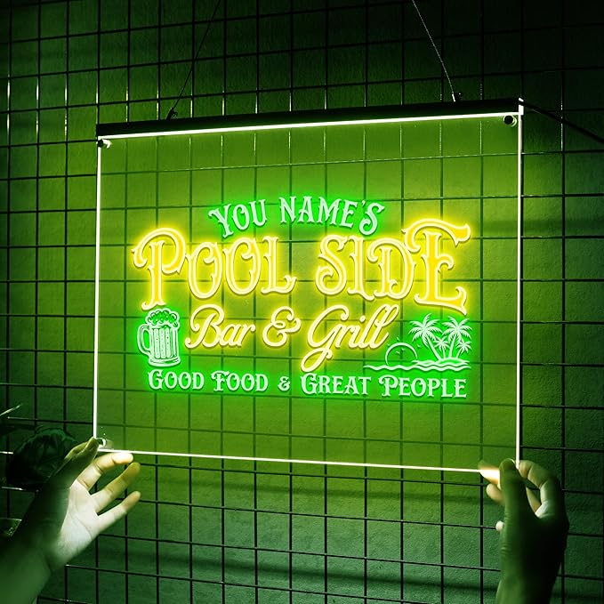 Personalized Pool Side Bar & Grill Neon Sign, Custom LED Light - Image 2