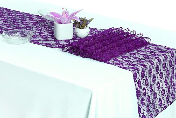 MDS Pack of 15 Wedding 12 x 108 inches Lace Table Runner by MDS