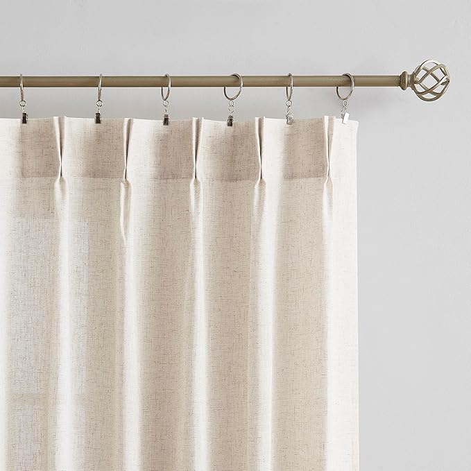 Vision Home Natural Pinch Pleated Semi Sheer Curtains Textured Linen Blended - Image 8