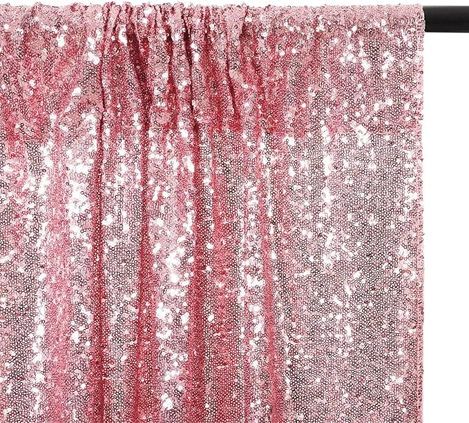 Eternal Beauty Sequin Backdrop Curtains, 2x8 Ft-2 Panels Fuchsia Pink Back Drop - Image 6