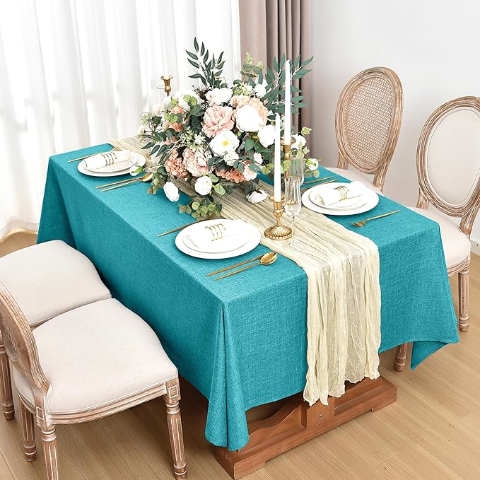 Fitable Faux Linen Tablecloths for Rectangle Tables: Water & Stain Resistant - Image 2