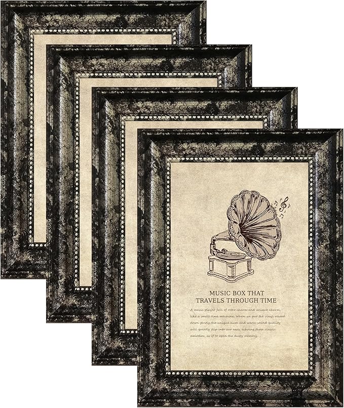TKGYU 4x6 Picture Frame with Real Glass, 4 Pack Ornate Vintage Picture Frames by TKYGU