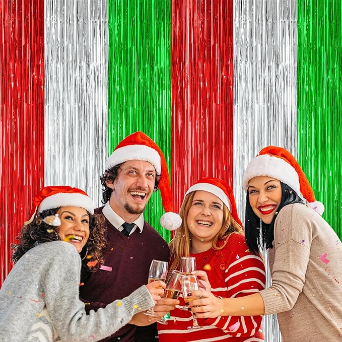 8 Pack Christmas Photo Backdrop, 3.28 FT x 7.05 FT Red Silver Green Party - Image 6