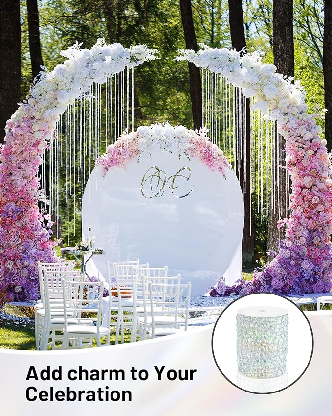 Iridescent Acrylic Crystal Garland, 49FT Diamond-Shaped Beads - Image 7