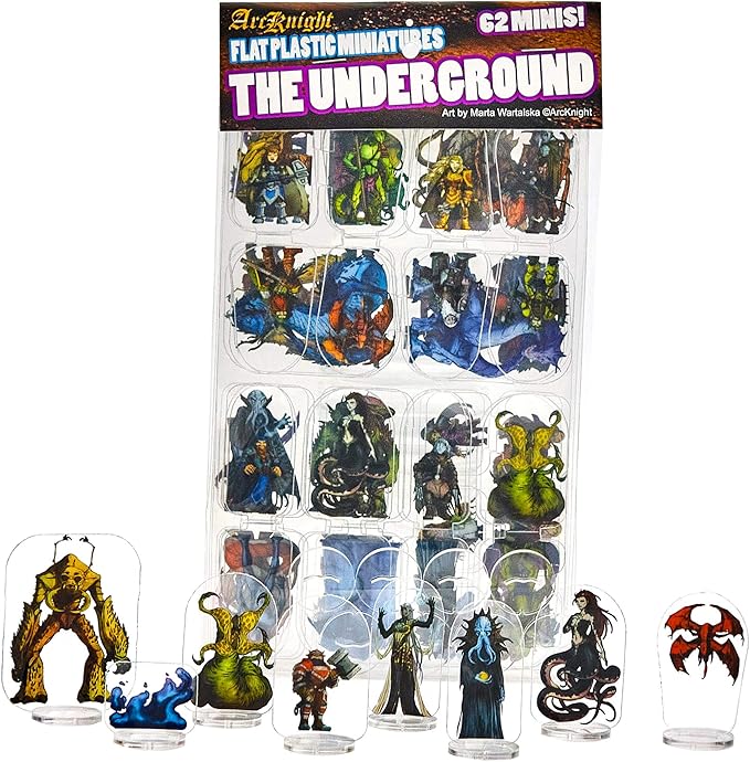 Arcknight Flat Plastic Miniatures: Underground; 62 Unique Subterranean-Themed by Arcknight