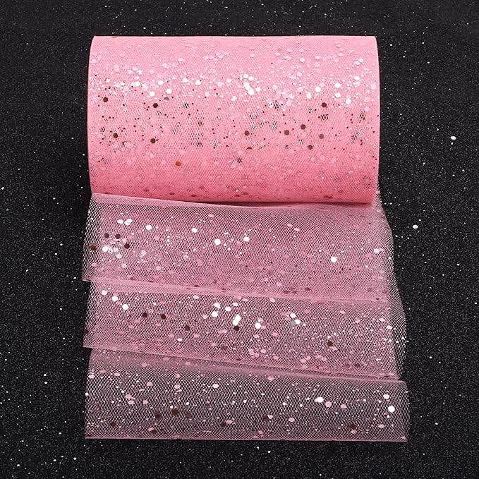 Glitter Tulle Rolls, 6” by 50 Yards Sparkling Tulle Spool Ribbon Sequin Tulle - Image 5