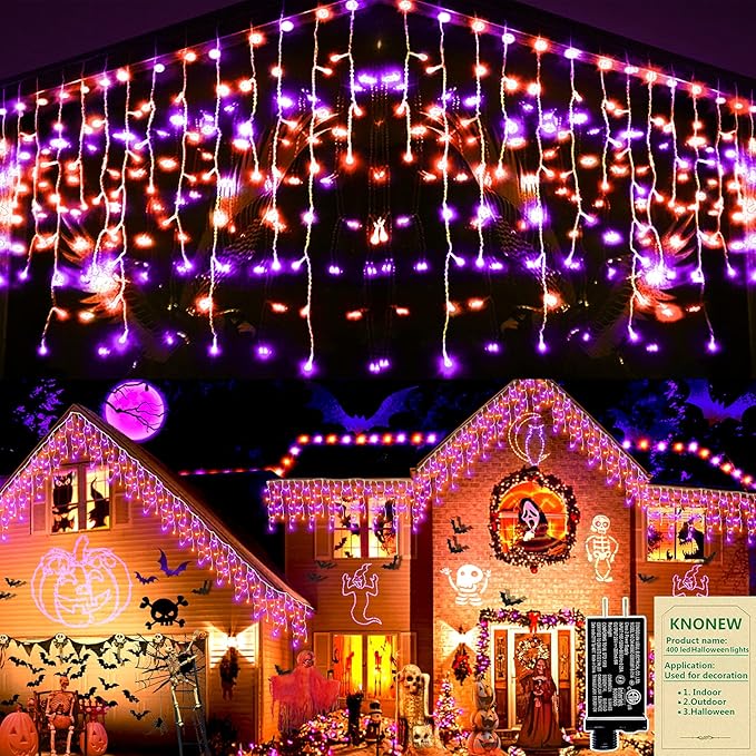 KNONEW Orange Purple Halloween Lights 33FT 400 LED String Lights Outdoor - Image 8