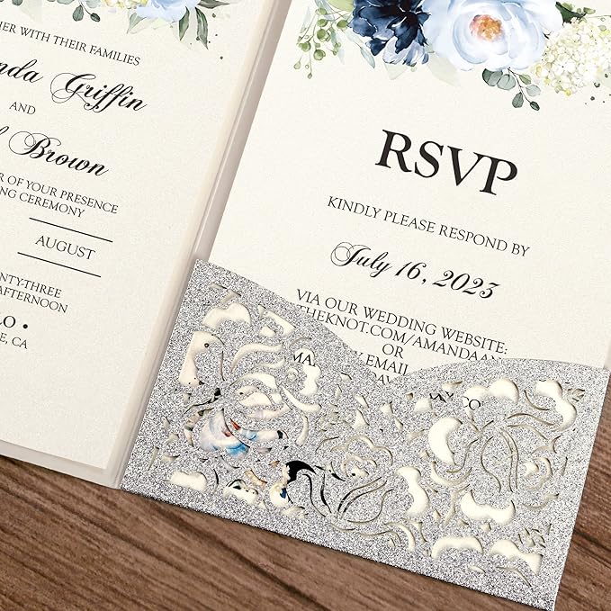 DORIS HOME 50pcs Laser Cut Wedding Invitations - Image 6