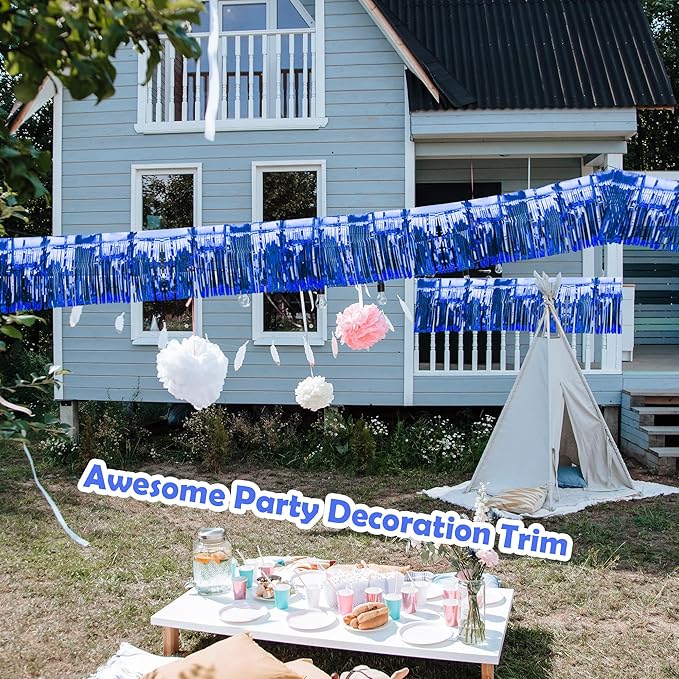 4 Pack Iridescent Float Fringe Curtains, Metallic Foil Fringe Garland Shiny - Image 2