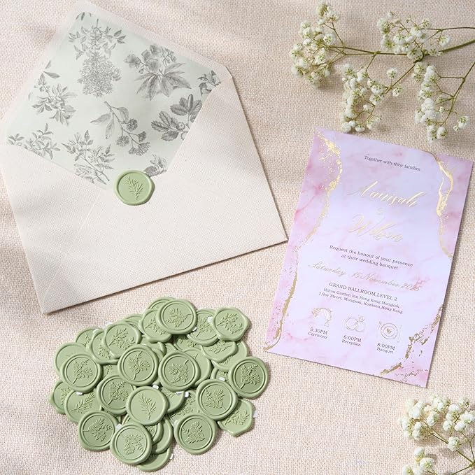 Sage Green Wax Seal Stickers Premium Envelope Seal Stickers Wedding Invitation - Image 6
