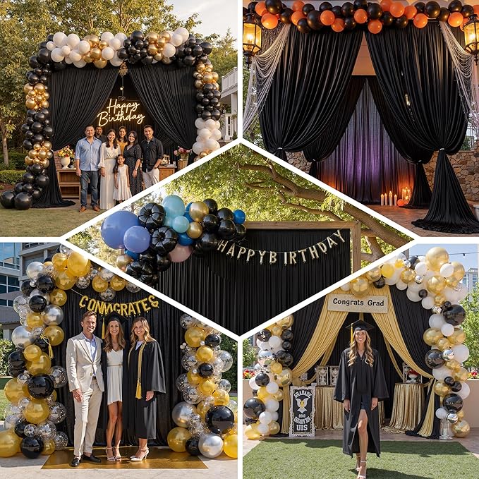 PartyVillage 10ft×15ft Black Backdrop Curtain - Image 4