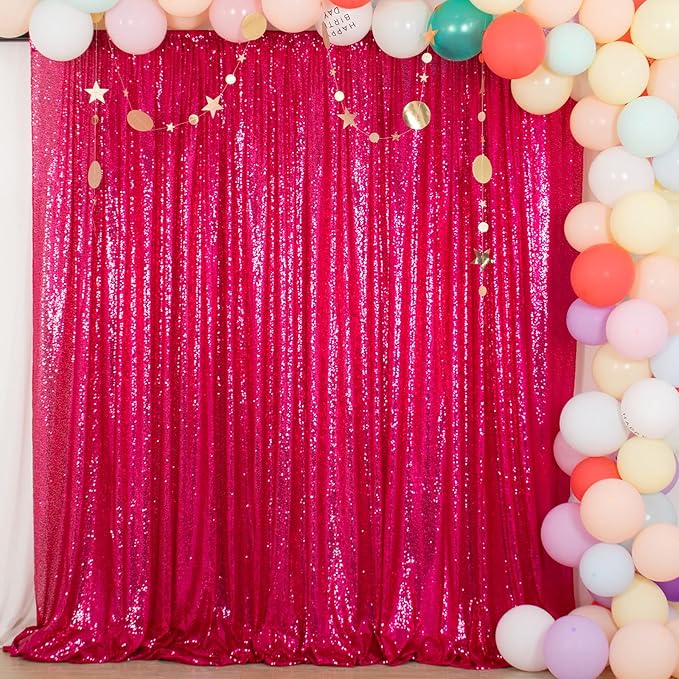 ShinyBeauty 20FTx10FT Hot Pink Sequin Backdrop - Image 2