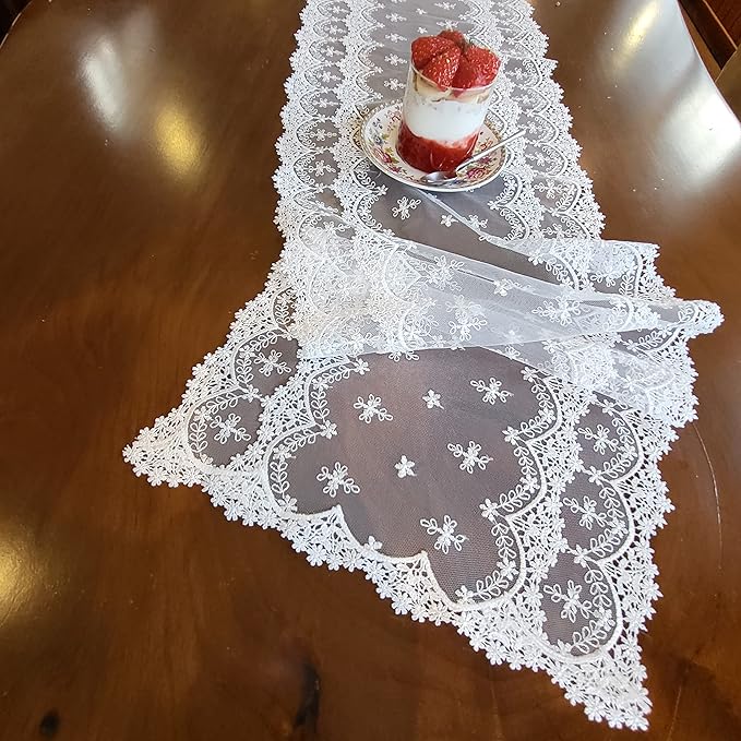 Inicia Table Lace Runner 12×86 inch Embroidered - Image 3