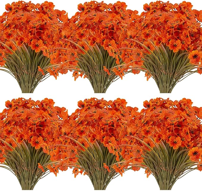 20 Bundles Artificial Fall Flowers Outdoor UV Resistant Fake Flowers No Fade by JEMONG