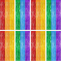 8 Pack Rainbow Backdrop, 3.28 FT x 7.05 FT Backdrop Curtains, Metallic Fringe by ZATAYE