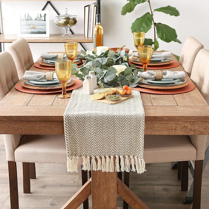 DII Woven Basic Tabletop Collection, Chevron Table Runner, Darn Brown - Image 2