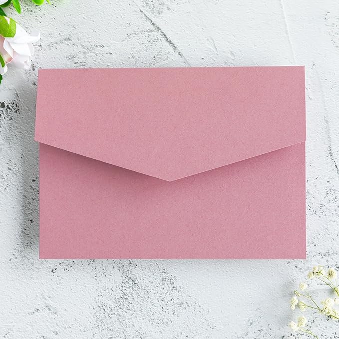 20 PCS Dusty Rose Tri-fold Laser Cut Wedding Invitation Pockets - Image 3