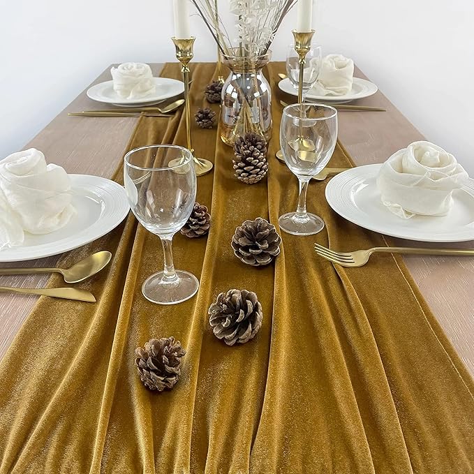 Velvet Table Runner, 5 Pack Luxurious Wedding Reception Decorations Soft Velvet - Image 2