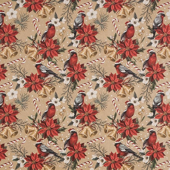 RUSPEPA Kraft Christmas Wrapping Paper Roll, Mini Roll, Cardinal Bird, - Image 8