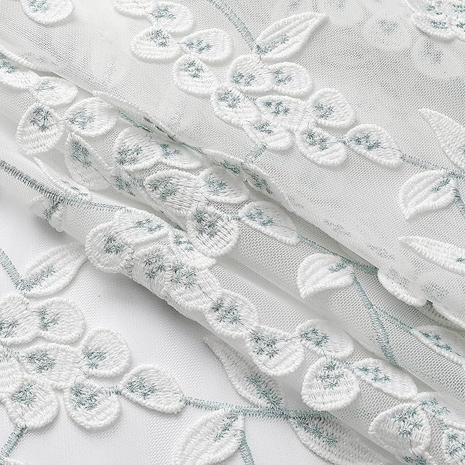 VISIONTEX White Sheer Voile Curtains, Decorative White Embossed Drip Rod Pocket - Image 6