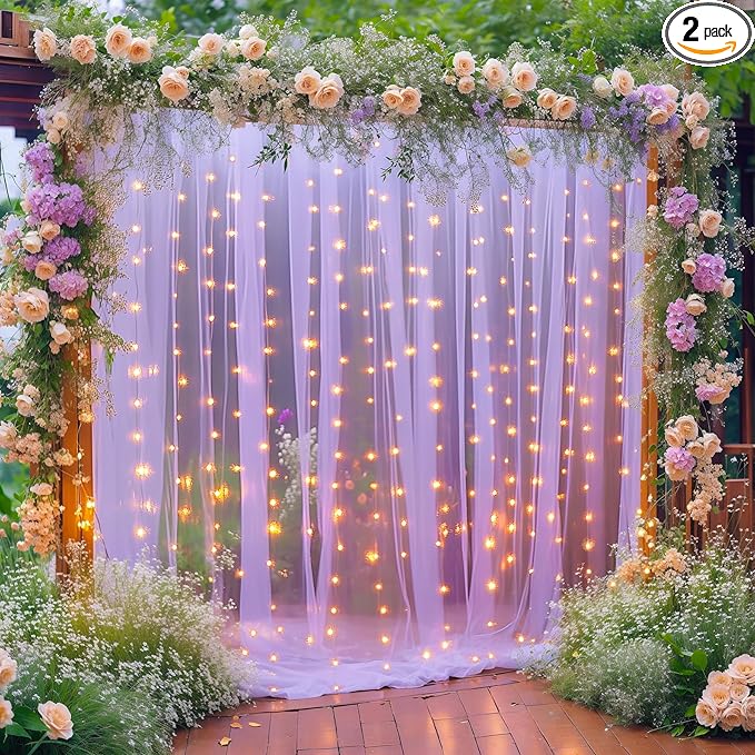 10×10ft Purple Tulle Backdrop Curtain by WishCare