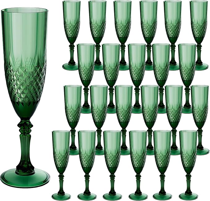 Plastic Champagne Flutes, for Christmas Weddings Bachelor Parties Toasting and by LEYIQUCHAMPAGNEWINEGLASSES
