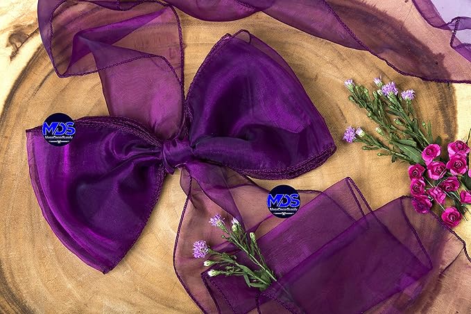 MDS Pack of 50 PCS Organza Chair Sashes Wider Dining Chair Bows Ribbon Tie Back - Image 7