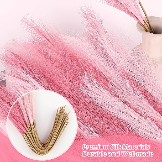 60 Pcs Pampas Grass Decor 21.7 Inch Faux Pink Pampas Grass Bulk Artificial - Image 4