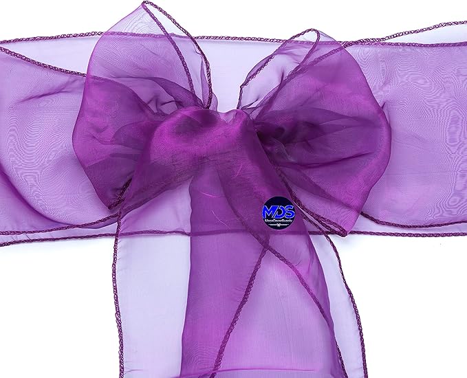 MDS Pack of 100 PCS Organza Chair Sashes Wider Dining Chair Bows Ribbon Tie Back - Image 4