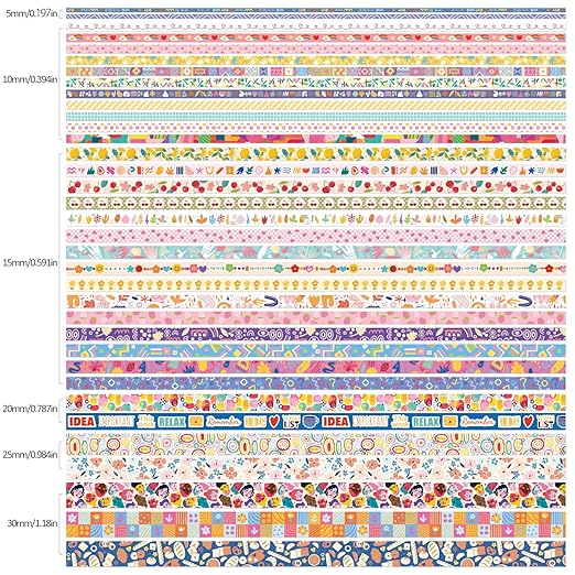 emmoolife 35 Rolls Washi Tape Set, Colorful Cute Floral Writable Decorative - Image 2