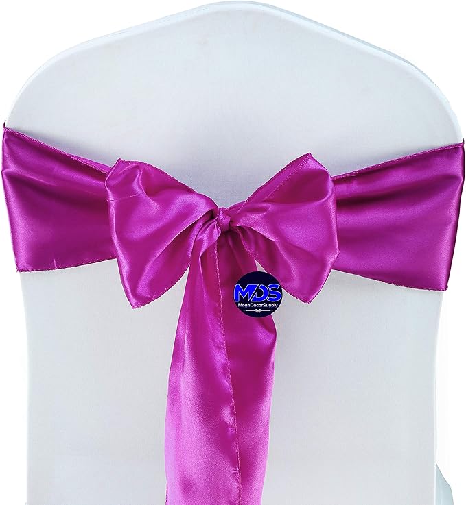 MDS Pack of 300 PCS Satin Chair Sashes Charmeuse Sateen Dining Chair Bows - Image 2