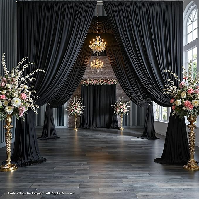 PartyVillage 20ft×15ft Black Backdrop Curtain - Image 9