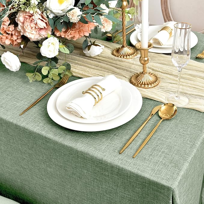 Fitable Faux Linen Tablecloths for Rectangle Tables: Water & Stain Resistant - Image 3