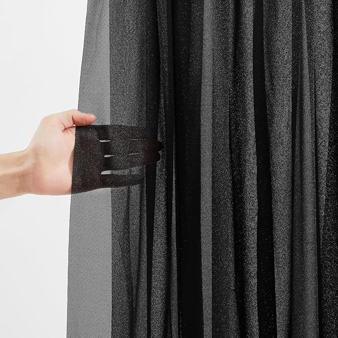 Black Wedding Arch Draping Fabric 1 Panel 30'' x 20FT Black Drapes Sheer Fabric - Image 3
