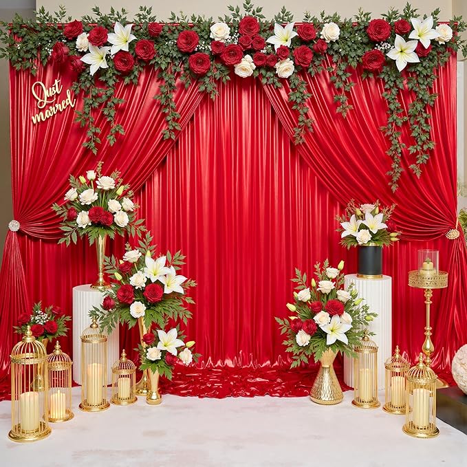 20x10ft Thick Red Glitter Backdrop Curtain Panels by Outpain